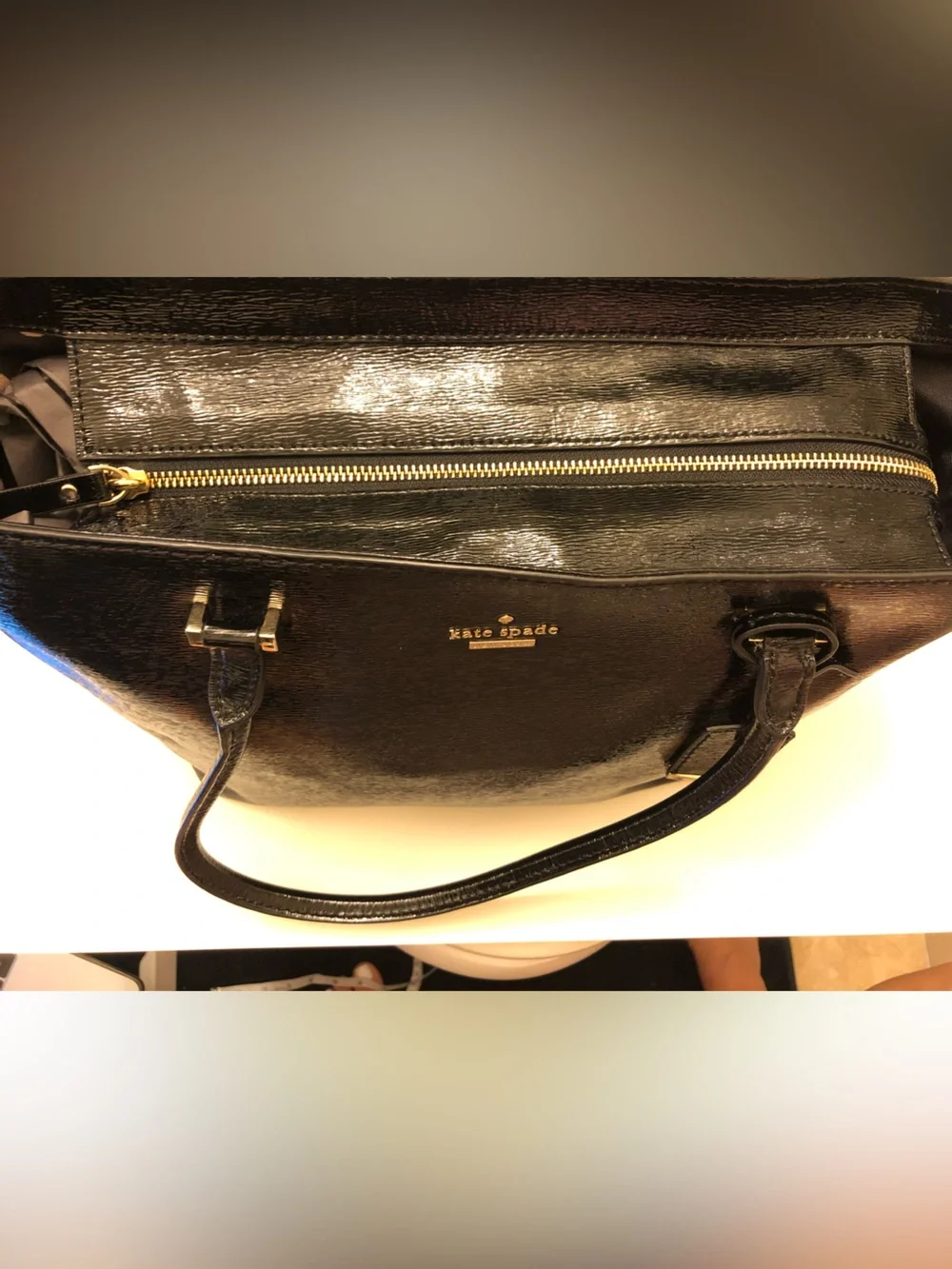 Kate Spade Glossy Black Leather Tote